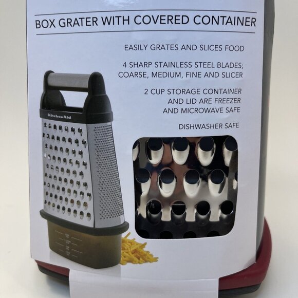 KitchenAid Box Grater With Covered Container Red Stainless Steel Empire Red - Picture 3 of 8